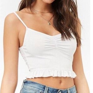 white ruffle cropped tank